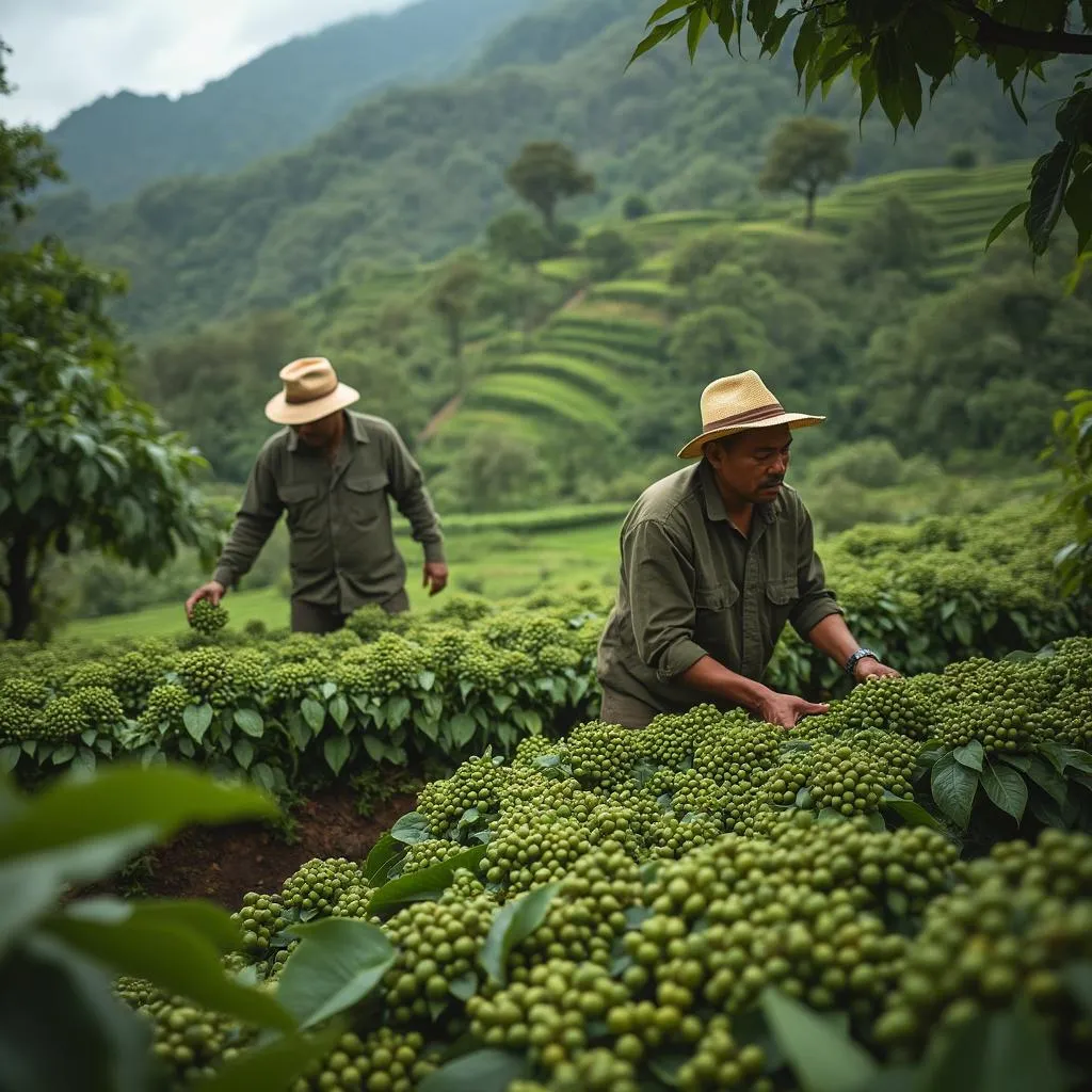 Plantación de café colombiano de alta calidad