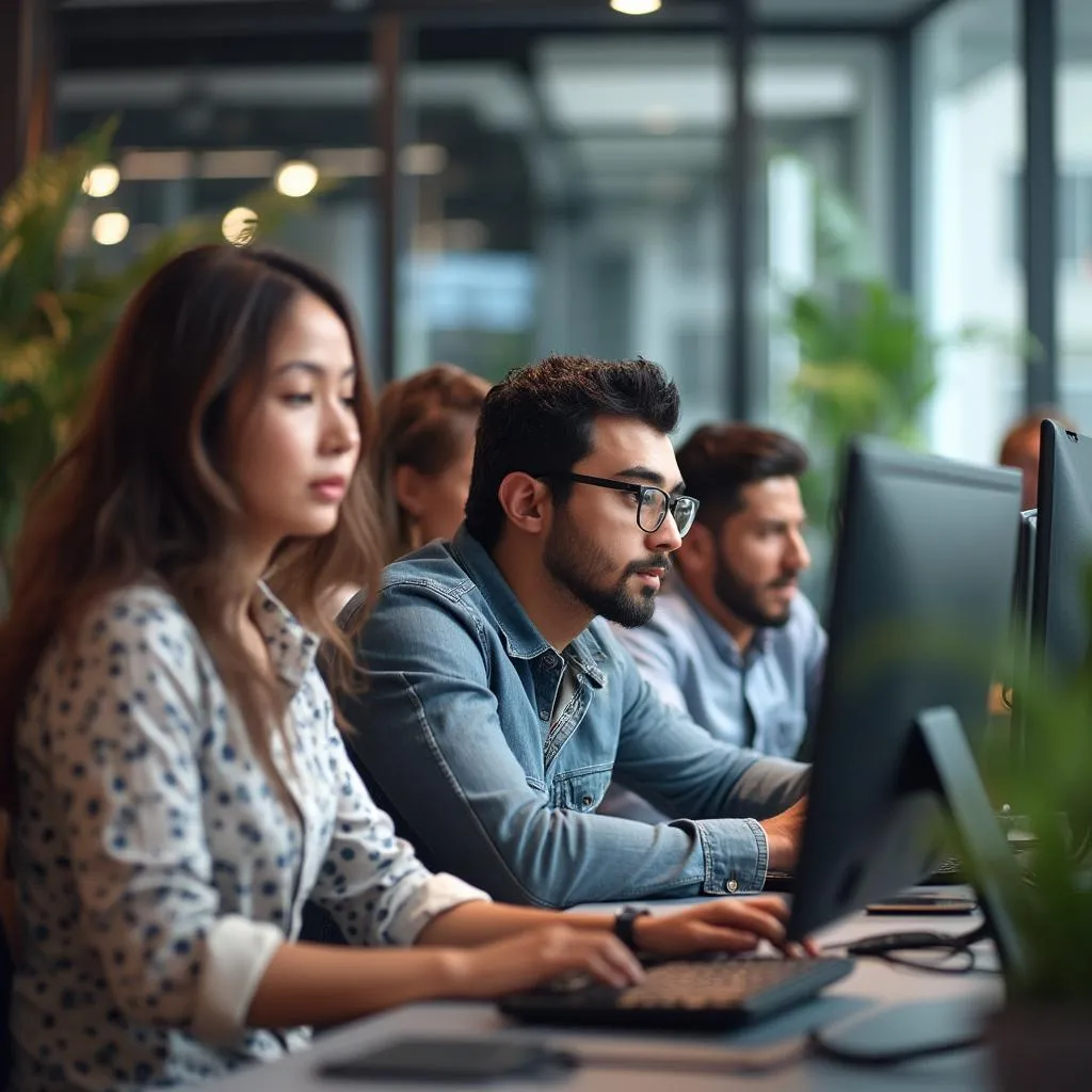 Startup tecnológica colombiana en oficina moderna